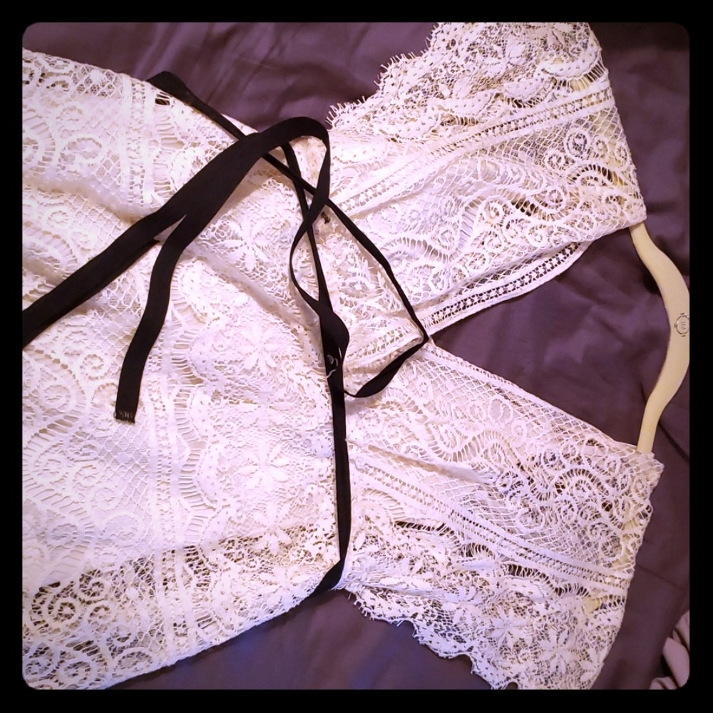 Velvet for Ron Herman cream lace shirt